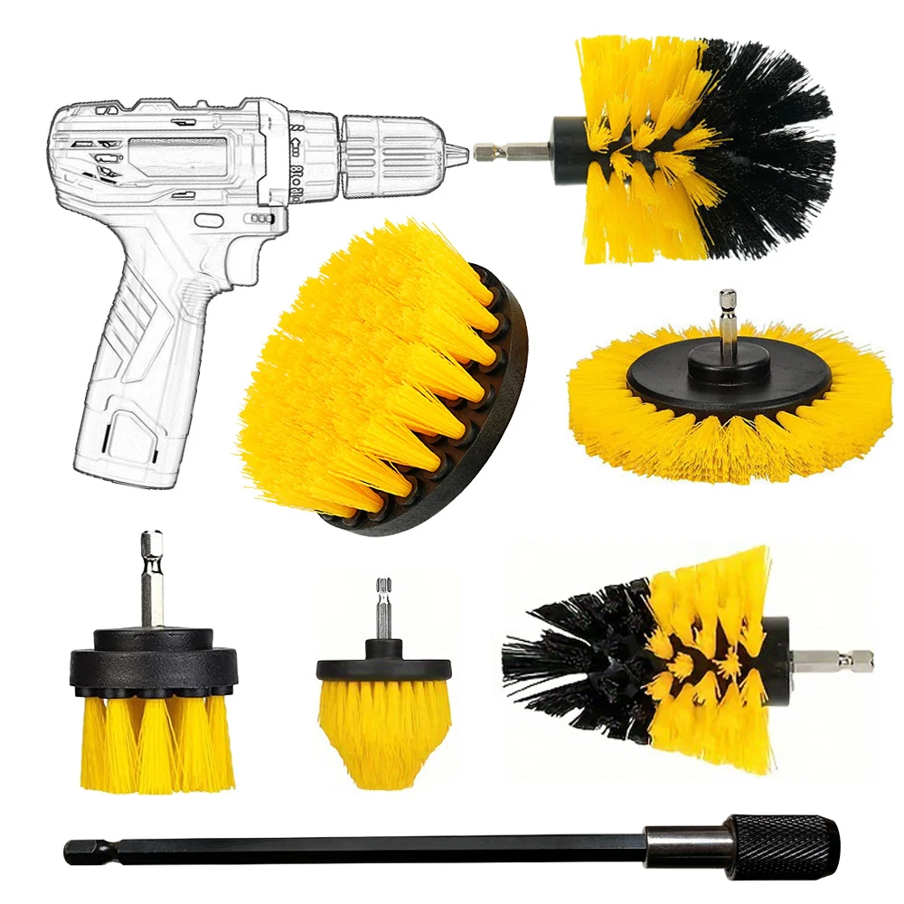 Brush Set for Electric Drill Nylon Electric Brush Carpet Glass Cleaning Tool Round Cleaning Brush HighDensityBristleBrush.