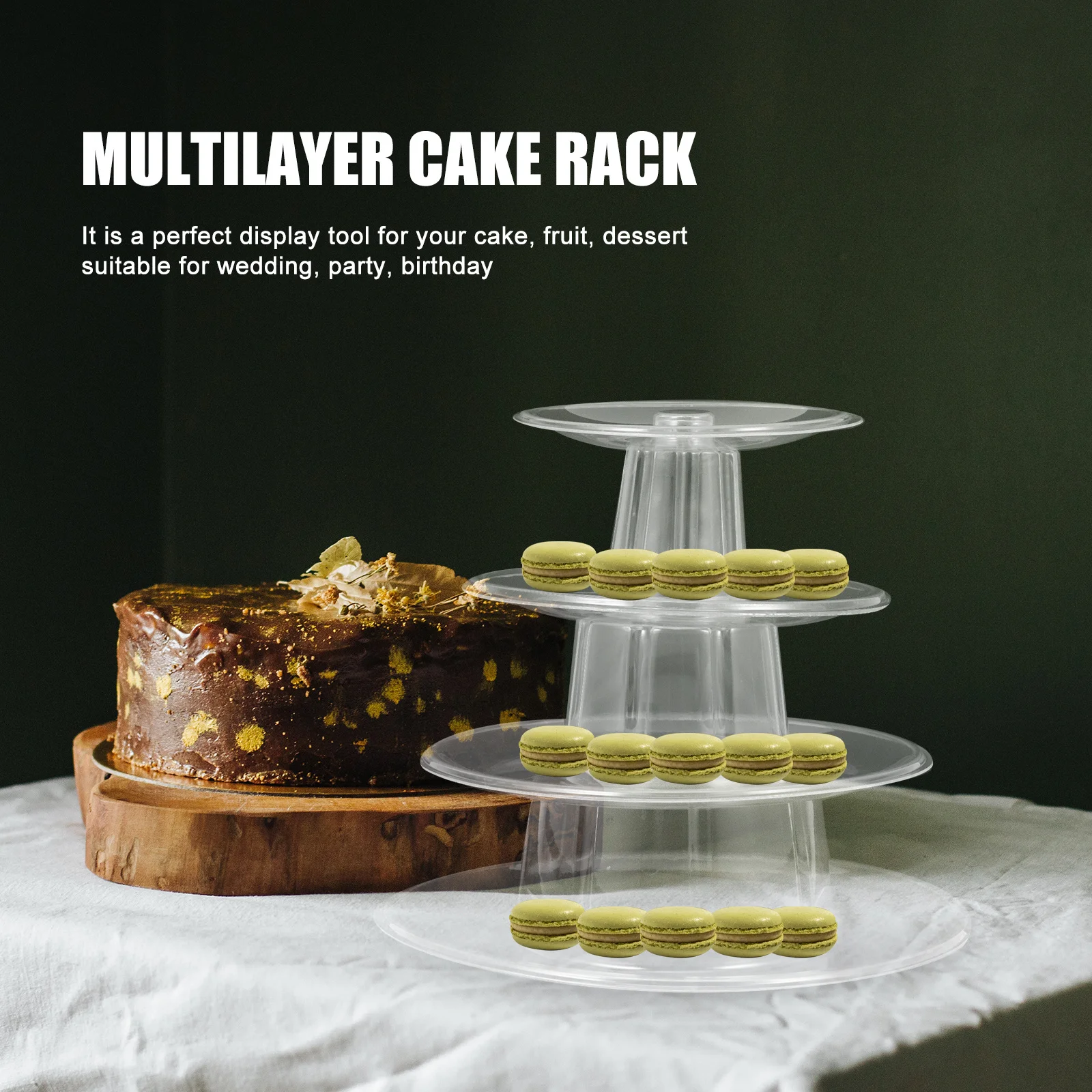 

Macaron Tower Stand Four-Tier Plastic Dessert Rack Simple Elegant Design Birthday Wedding Party Decor Macaron Tower