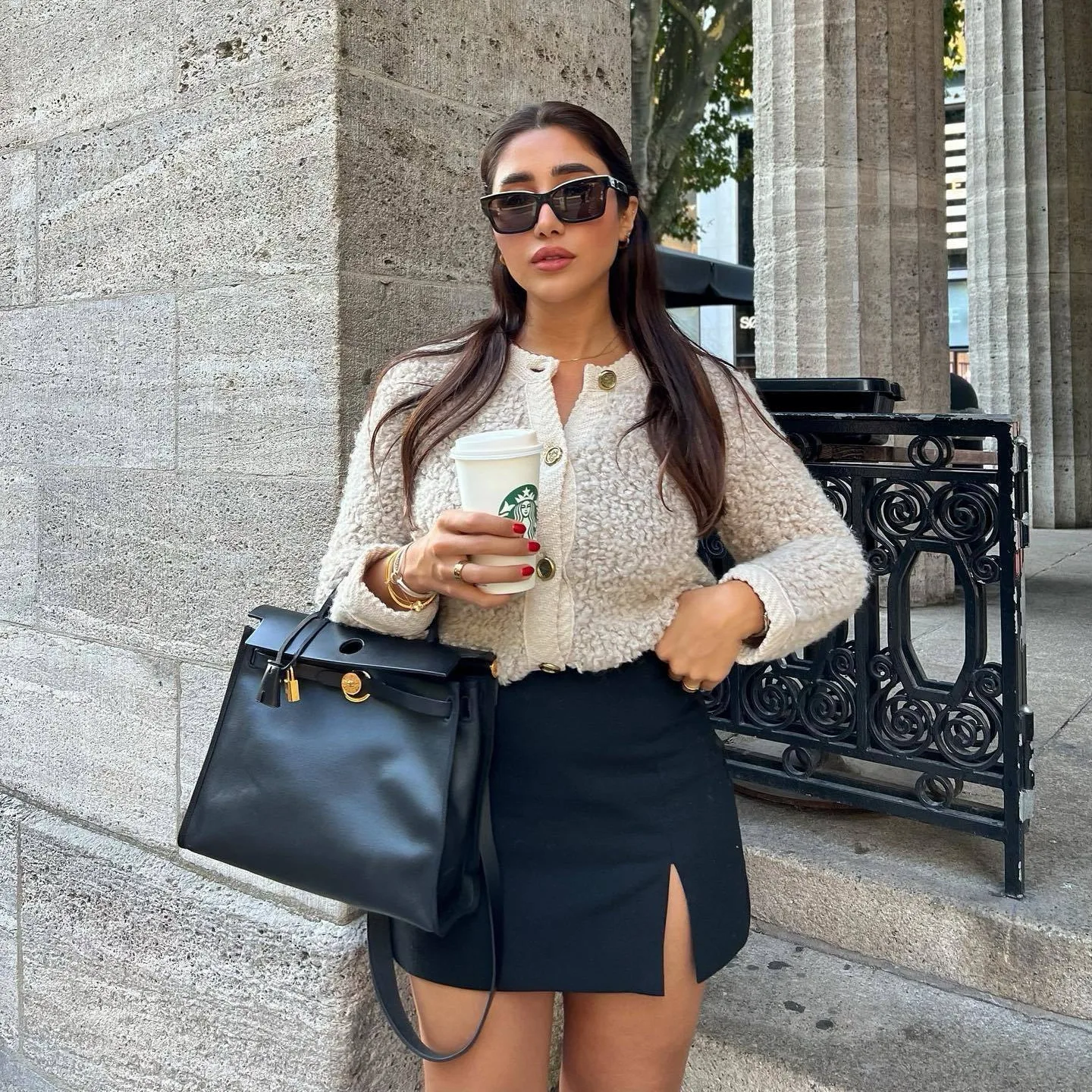 2023 European and American Autumn and Winter New Women's Clothing Solid Color Xiaoxiangfeng Knitted Cardigan Short Woolen Jacket