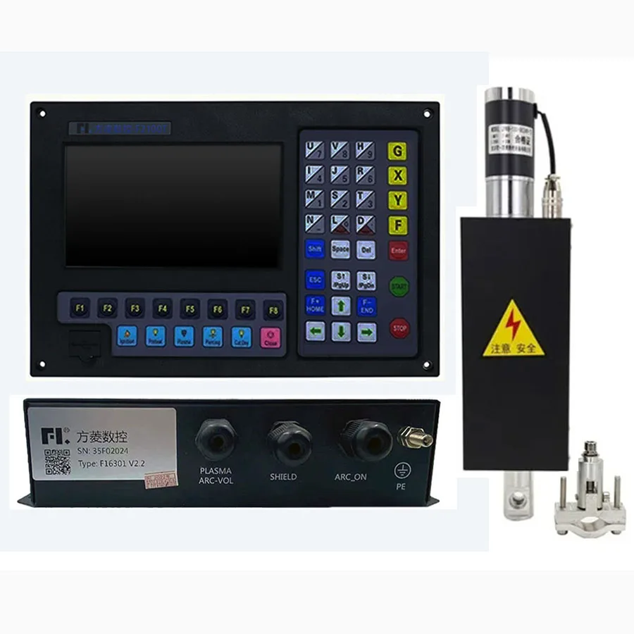 Plasma flame cutting machine controller, F2100T 2-axis CNC system+THC lifting body JYKB-100-DC24V-T3+F1510 remote control