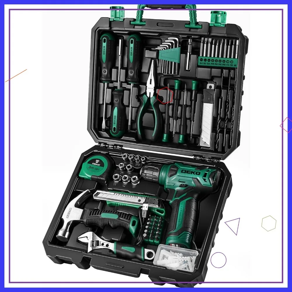 

8V Cordless Drill Kit with Storage Case, 126-Piece Tool Set for Home Repairs in Green