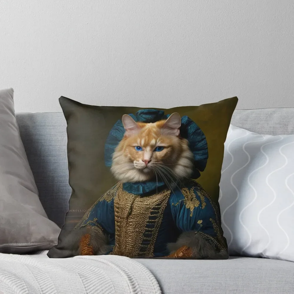 Anthropomorphic portrait of Ginger von Kittenhoben Throw Pillow Cushion Cover For Sofa pillow