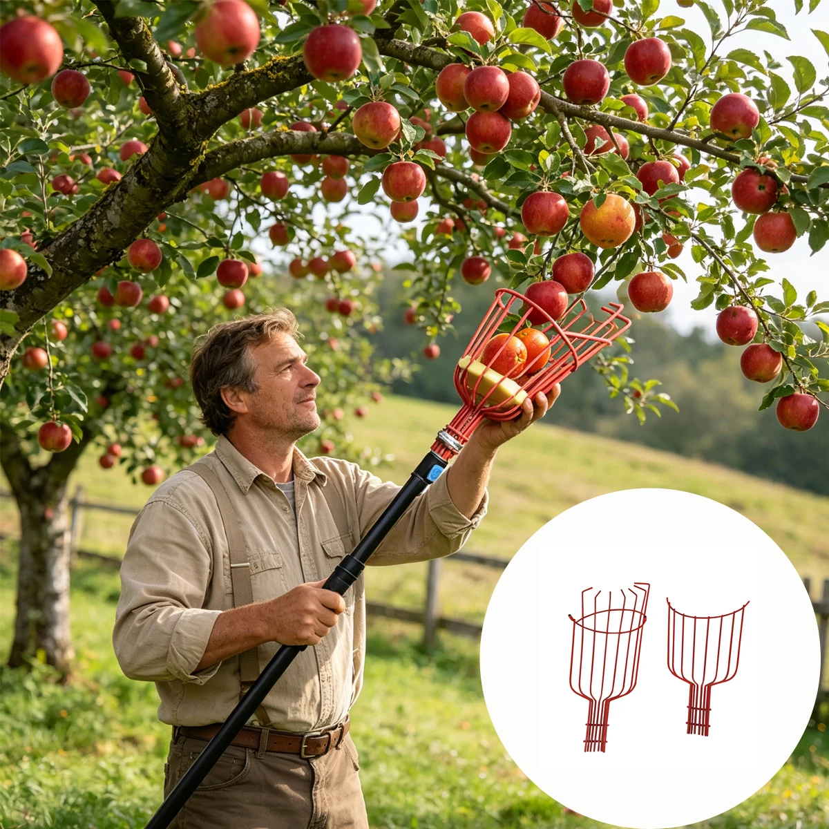 Fruit Picking Picker High Altitude Telescopic Collector Pole Plukker Collect Tool Fruits Trees Catcher
