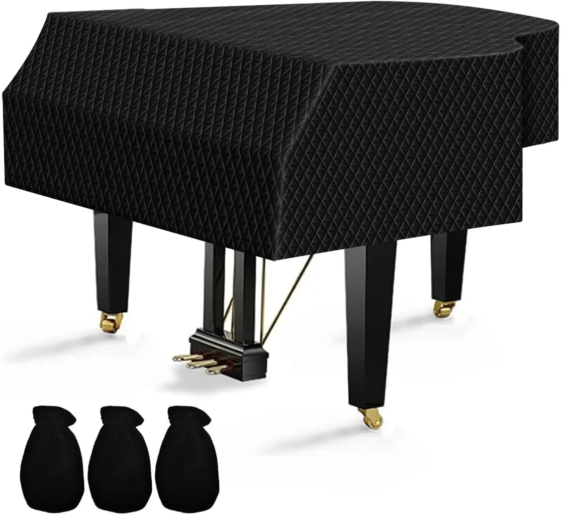 Grand Piano Cover Thicken Cotton Lining Baby Piano Cover Waterproof Washable Soft Bordered Decorated Full Triangle Piano Cover