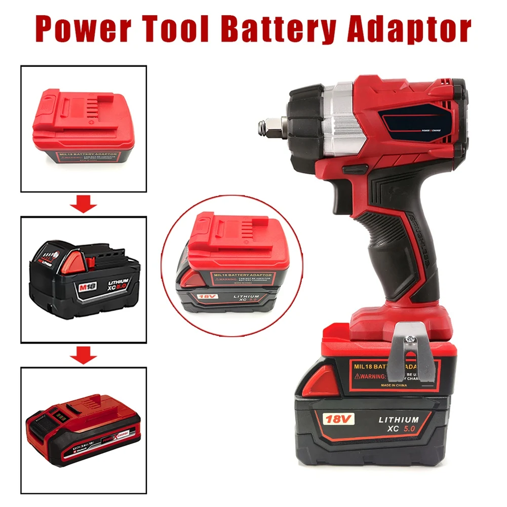 ABFKL Battery Tool Adapter Converter for Milwaukee 18V Li-Ion Battery to for Einhell Power X-Change 18V Li-Ion Battery Tool