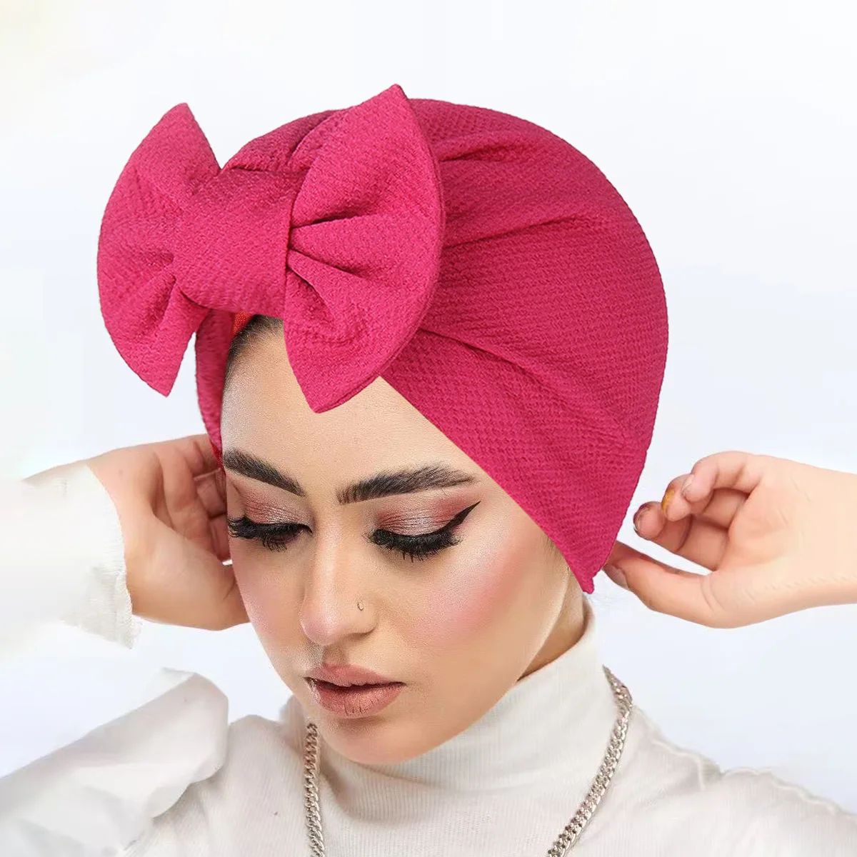 Frauen Muslimischen Hijab Bogen Turban Indischen Hut Mützen Motorhaube Krebs Chemo Kappe Haarausfall Kopftuch Headwear Stirnband Turbante Mujer