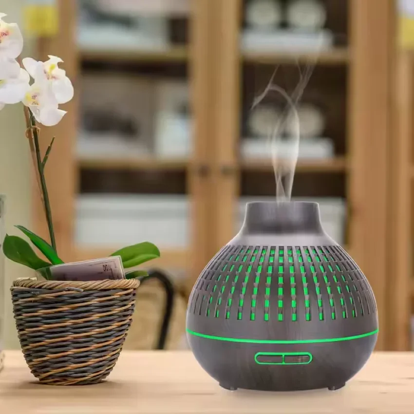FirmHome Store400ML Wood Grain Humidifier Aroma Diffuser Atomizer Remote Control Household Humidifier Hydrating Instrument Deskt