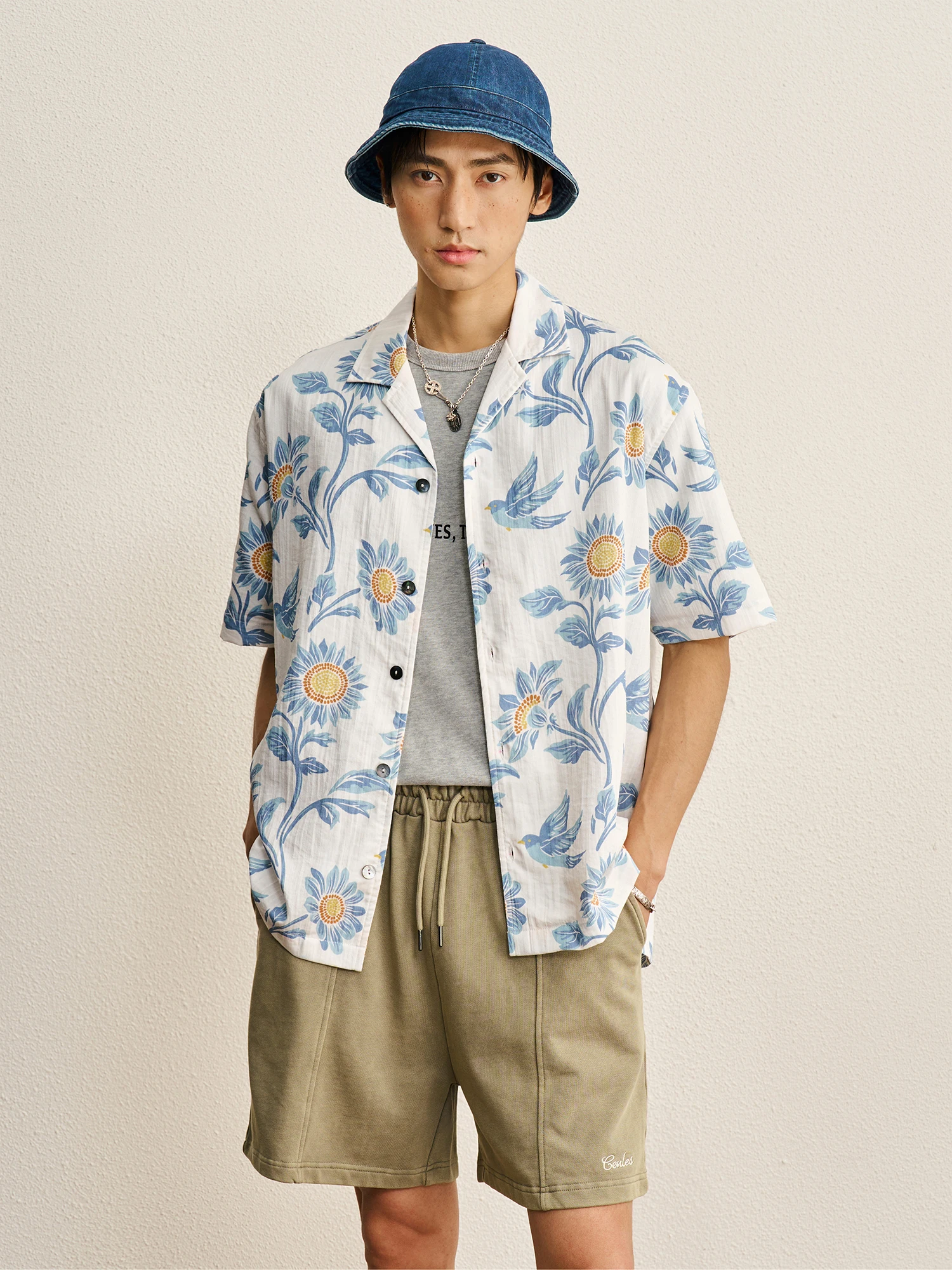 CENLES SS26 Casual Hawaiian Shirt Loose Fit Short Sleeve Beach Vacation Print Shirt Comfortable Breathable Skin-Friendly