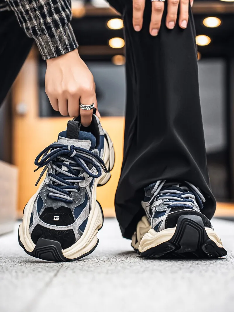 

Men's Retro Style Running Shoes Comfortable Breathable Low Top Sports Casual Sneakers Heightening Dad Trendy Footwears
