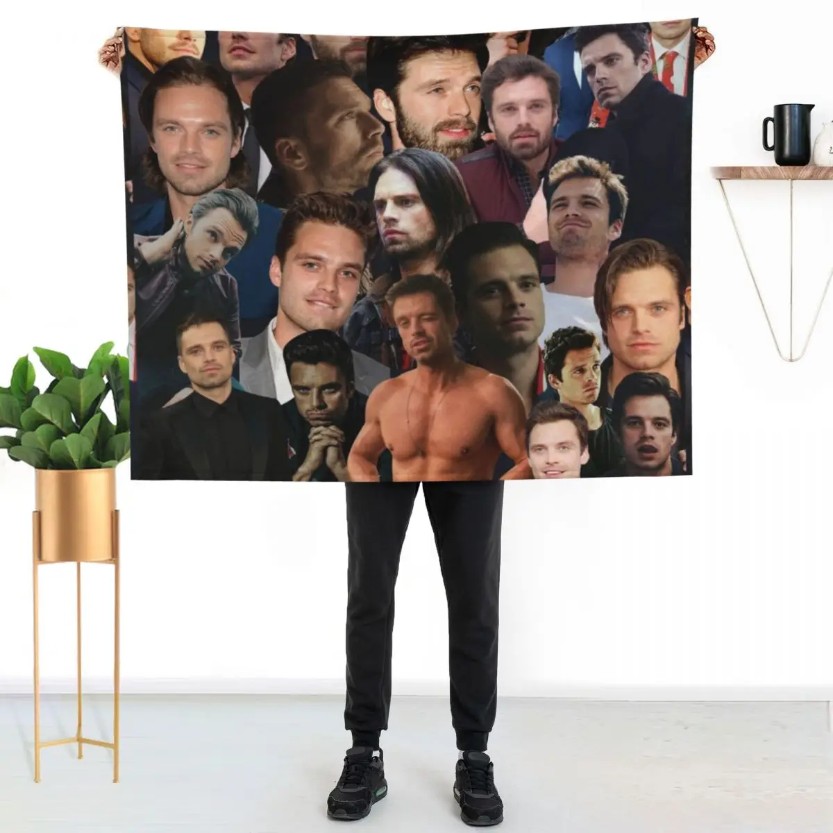 Sebastian Stan photo collage Throw Blanket Sofa Throw Fashion Sofas Bed Summer Thermals For Travel for sofa Blankets