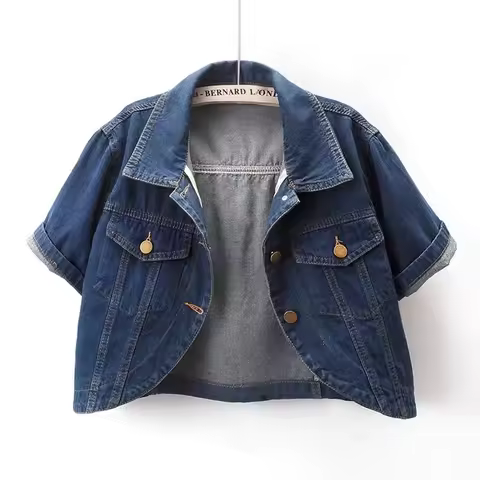 Summer New Joker Casual Short-sleeved Denim Jacket 2025 Women Short Blouse Shawl Waistcoat Female Jaqueta Jeans Feminina