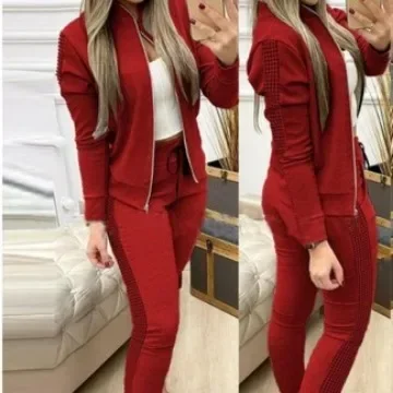 Zipper Closure Women Tracksuit Stylish Women\'s Turtleneck Tracksuit Set with Dot Print Sweatshirt Drawstring Pants Slim for Gym