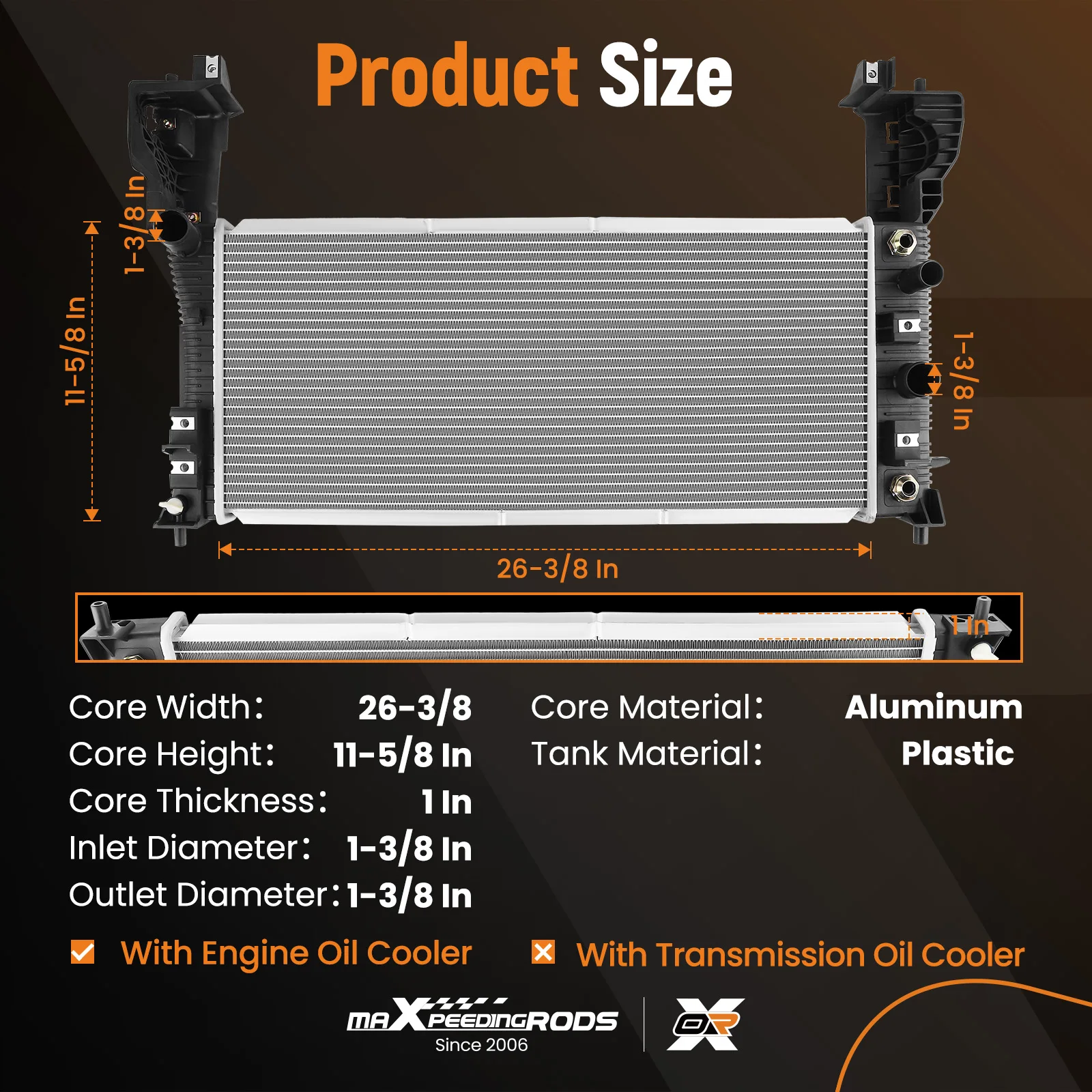 Engine Aluminum Radiator For Ford Edge L4 2.0L 2012-2014 CU13356 DPI13356