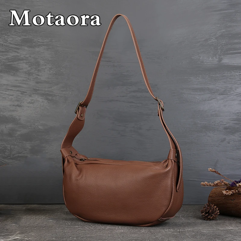 

MOTAORA 2025 New Women's Bag Top Layer Cowhide Dumpling Solid Color Handmade Female Shoulder Bags Designer Women Luxury Handbags