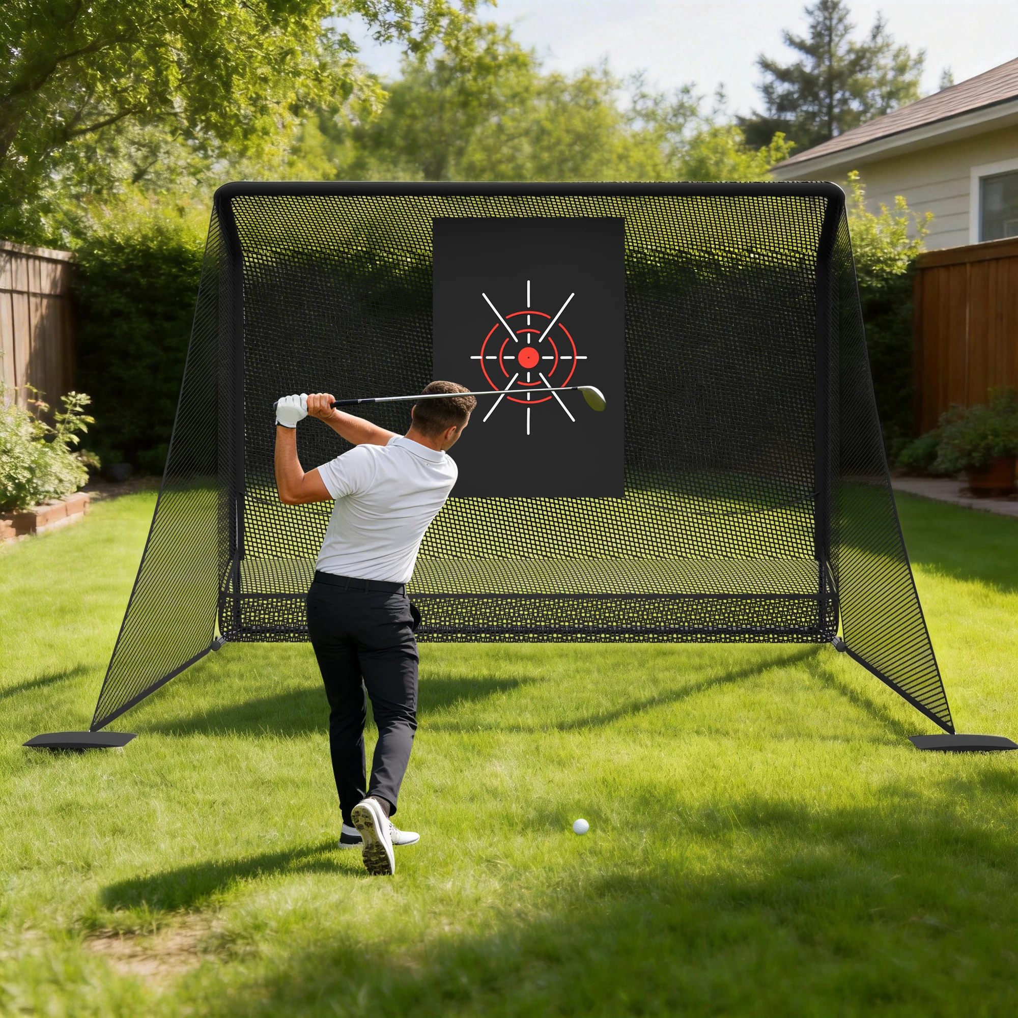 Practice Net Hitting - 120×139×78インチのプロ用ゴルフ練習ネット、高速耐衝撃メッシュネット、自動ボールリターン設計、頑丈な1.2mmスチールフレームメタルフレームゴルフヒッティングケージ、屋外芝生トレーニング用