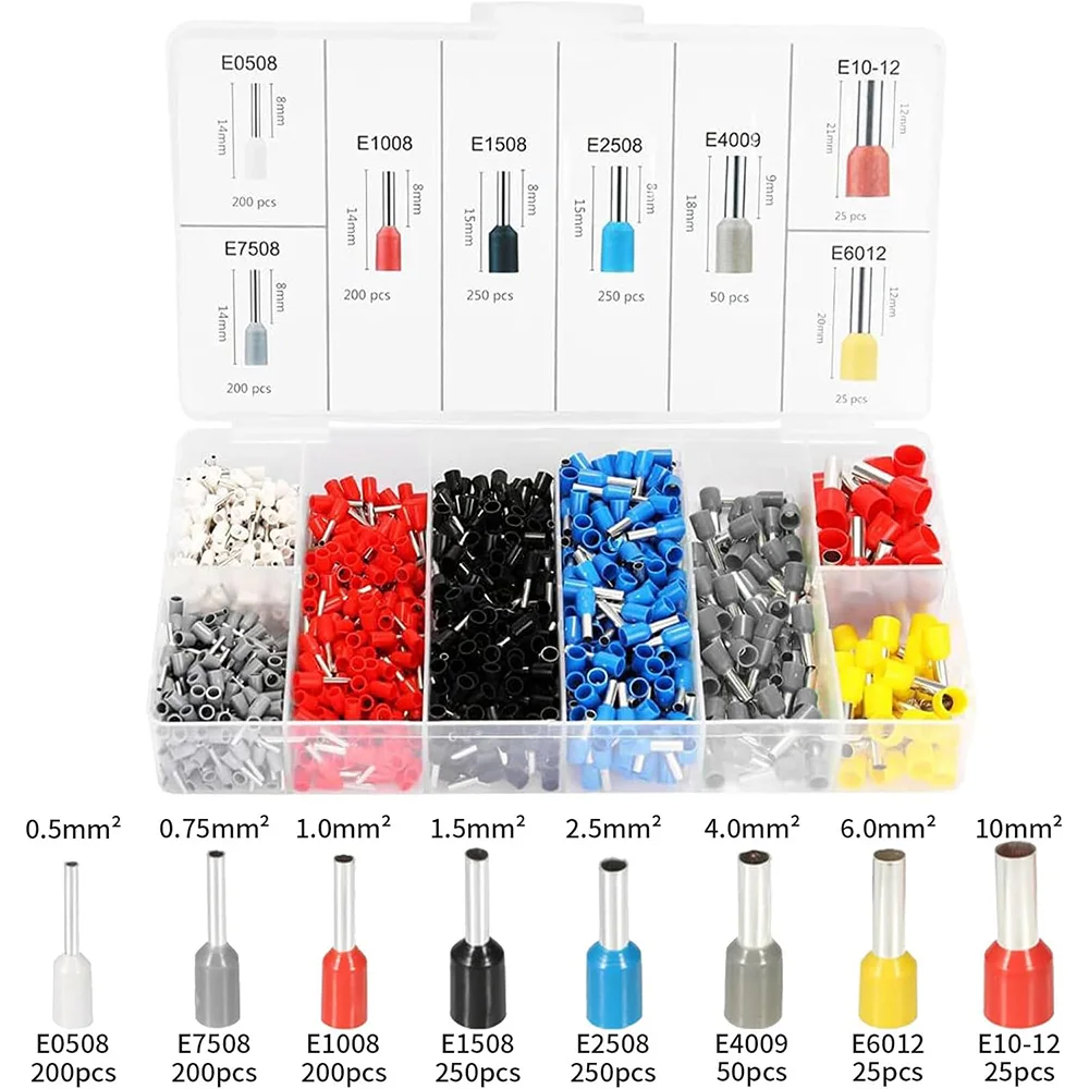 HSC8 6-4A Crimping Plier,Wire Ferrules Connectors,1200pcs Ferrule Wire End-Sleeves,Terminals Cable Crimping Tools for 0.25-10mm²