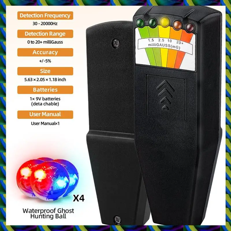 مقياس EMF اليومي، مجموعة معدات صيد الأشباح، معدات خارجية LCD كاشف Emf للفحص المنزلي والمكتب والخارجي