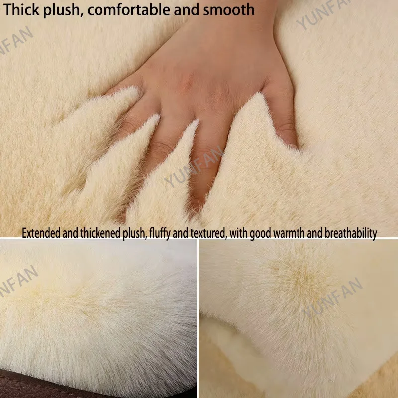 For Main Driver Or Co-pilot Winter Plush Rabbit Fur Car non-slip Seat Cushion Warmth Thickened Wool One Piece Square Cushion for