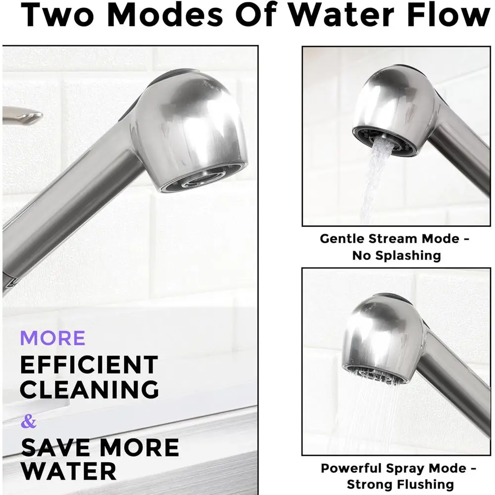 Grifo de cocina extraíble de una sola manija de níquel cepillado con rociador para fregadero pequeño de acero inoxidable