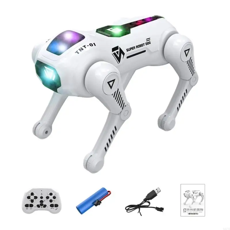 Remote Control Robot Dog Toy for Kids with One-Key Programming, Voice Response and LED Light Play for Indoor Fun