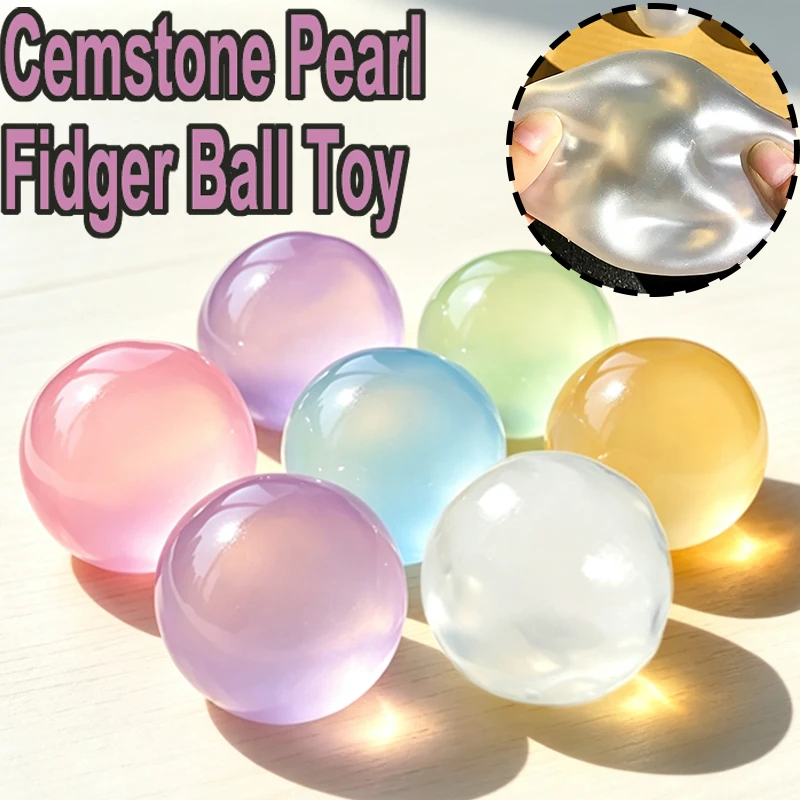 Cemstone Pearl Stress Ball Toy Vaseline Filled Squishy Non Rebound Malleable Squeeze Fidget Toy Relieve Tension Soothe Mood Gift