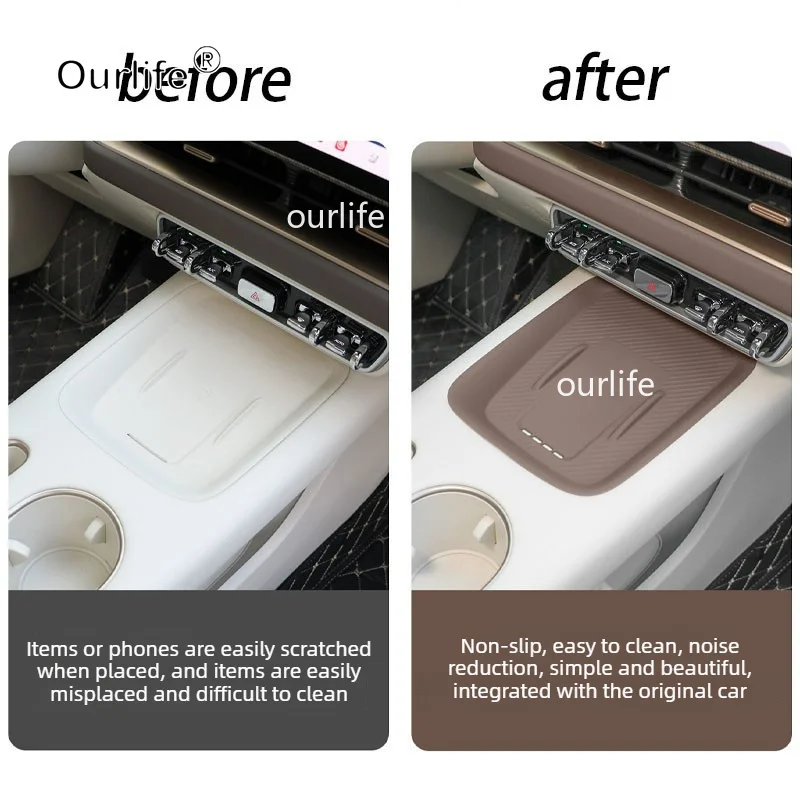 For GWM Ora 5 2026 2027 Center Console Storage Box Wireless Charging Cup Phone Slot Protective Mat Storage Organizer Accessories