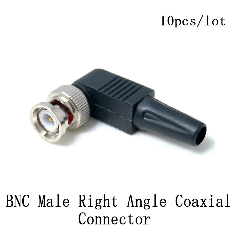 10 pcs/lot CCTV RG59 mâle BNC sans soudure à angle droit connecteur BNC Mâle à Angle Droit Connecteur Coaxial Pour RG59