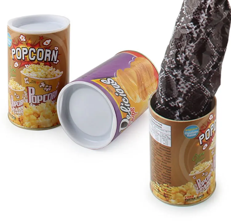 Scherzartikel: Schlange, die aus einer Kartoffelchips-Box springt, realistische Simulation, gruselige Frühlingsschlange, Halloween, Aprilscherz-Geschenk – Detail 4