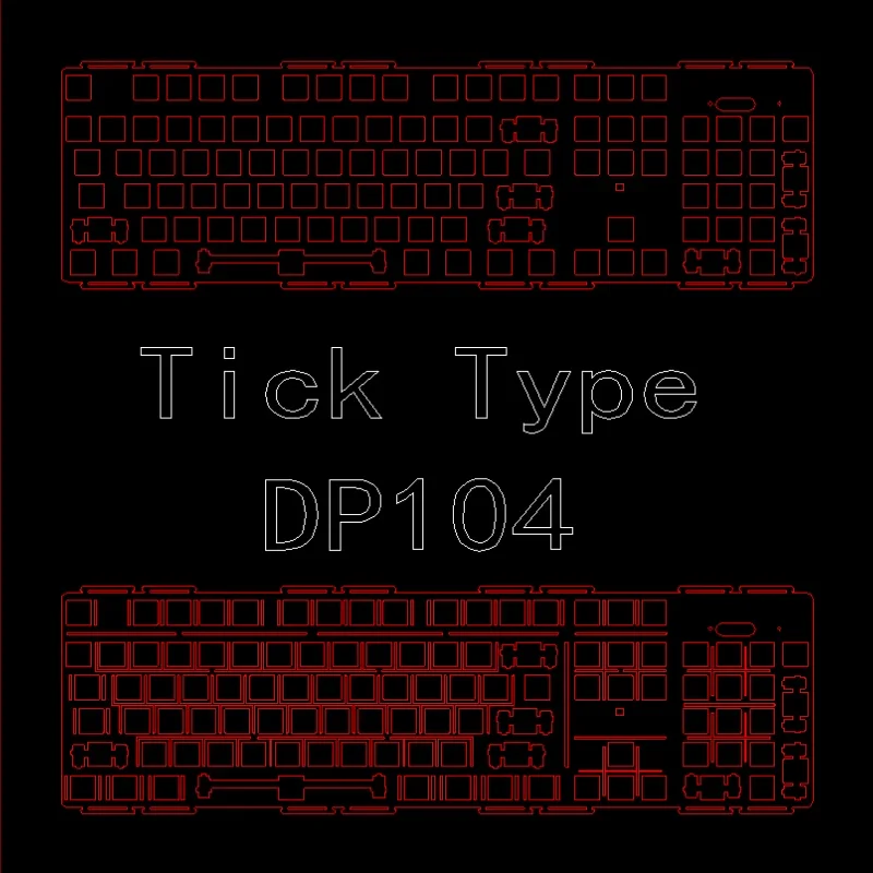 TickType DP104 Keyboard Plate Custom ALU CF PC POM PP FR4 Keyboard Mounting Plate Accessories Per-key Cutout Unslotted Plate