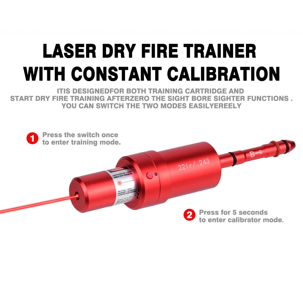 9mm 22LR .243 .25 .27 .40S&W 7.62mm 6.5mm 12GA Voice Controlled Laser Dry Fire Trainer Laser Training Bullet Bore Sight view 2