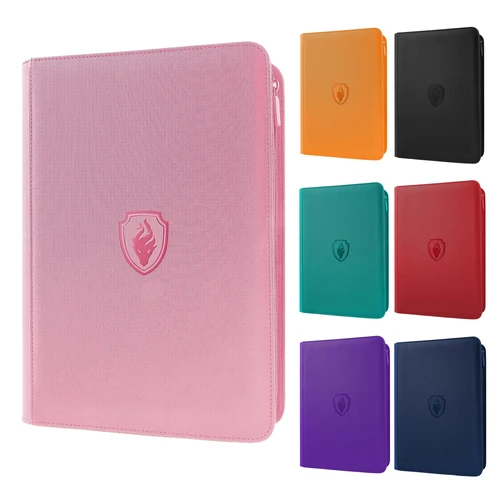 Carpeta de tarjetas comerciales de 9 bolsillos, álbum de colección de tarjetas con cremallera y cubierta de PU, soporte resistente para carpetas de tarjetas de carga lateral 360 para tarjetas de juego