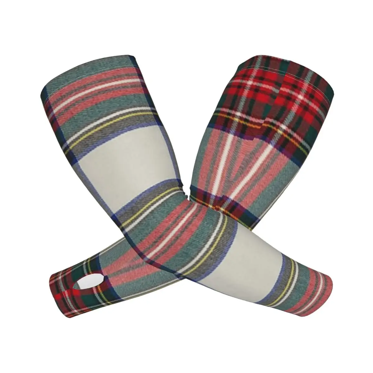 스튜어트 드레스 스코틀랜드 타탄 야외 팔토시 자외선 차단 커버 여름 아이스 실크 사이클링 타투 슬리브