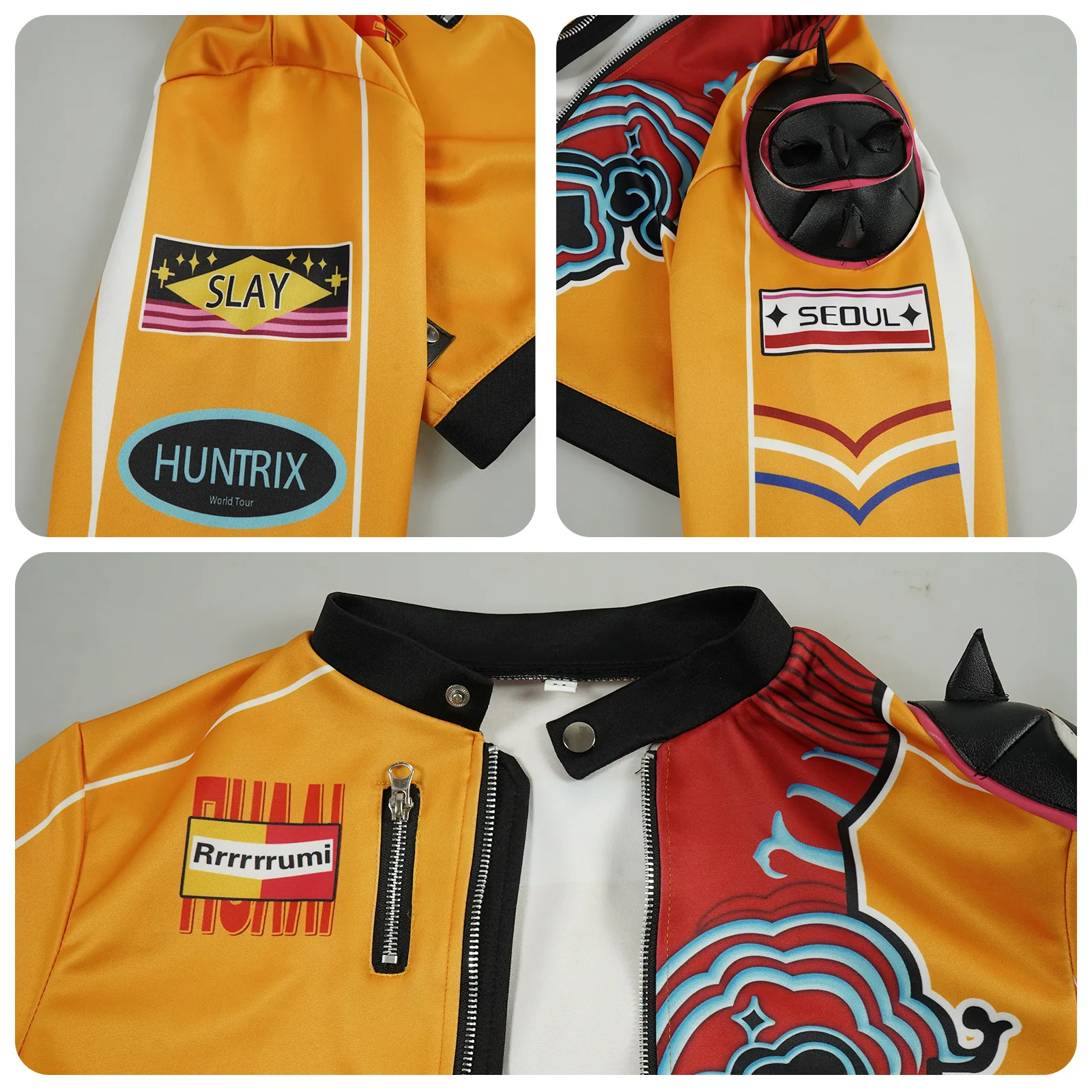 Chaqueta corta de Cosplay Kpop Rumi para mujer y niña, abrigo con cremallera con estampado de cazadores de demonios, prendas de vestir a la moda, ropa para fiesta y Halloween