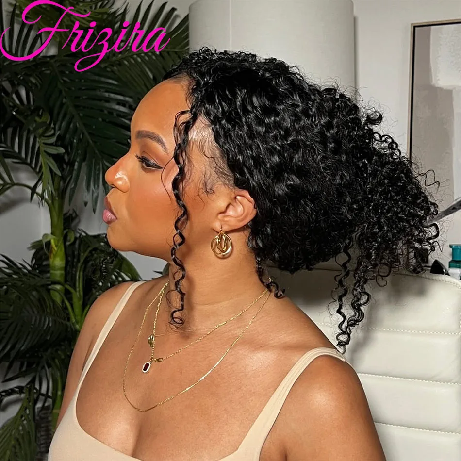 40 في حزام غير مرئي 360 الدانتيل شعر مستعار أمامي شعر الإنسان الرباط غير مرئية 360 شعر مستعار دانتيل كامل طبيعي أسود مجعد الباروكات شعر الإنسان