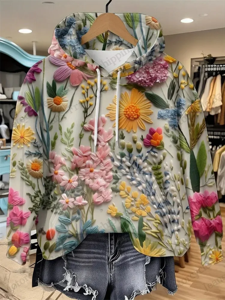 

Vintage Floral Painting 3d Print Hoodie Women Fashion Oversized Hoodies Sweatshirt Women Sweats Street Coat Pullover Sudaderas