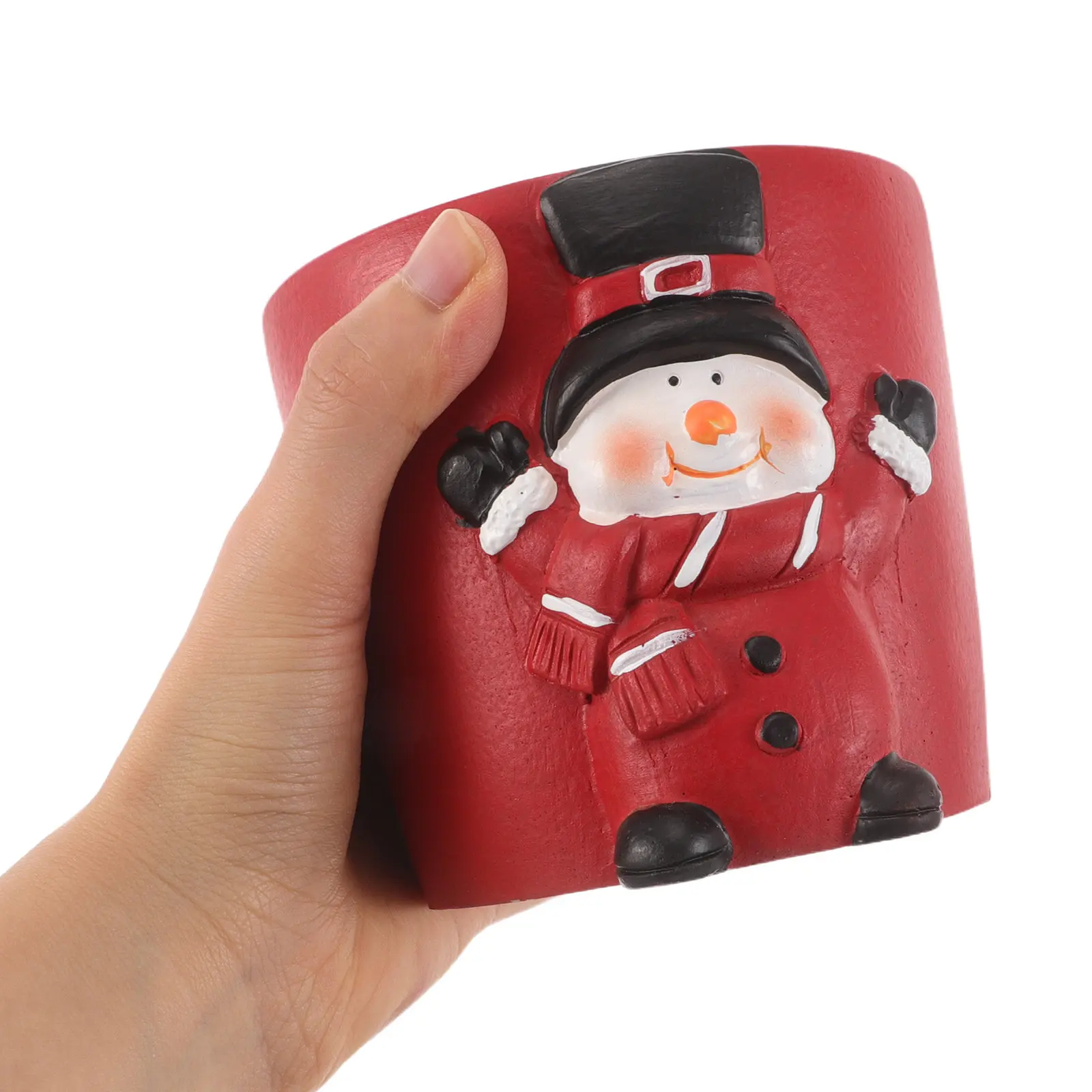 Small Concrete Christmas Snowman Planter Pot Indoor Succulent Flower Pot Cement Holiday Decor Planter Snowman Home Decor