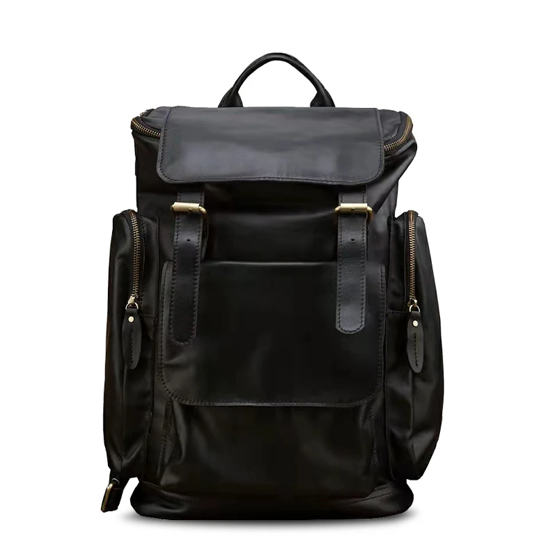 Top Layer Cowhide Leather 16 inch Laptop Backpack Men Genuine Leather Large Capacity Knapsack Casual Travel Rucksack School Bag