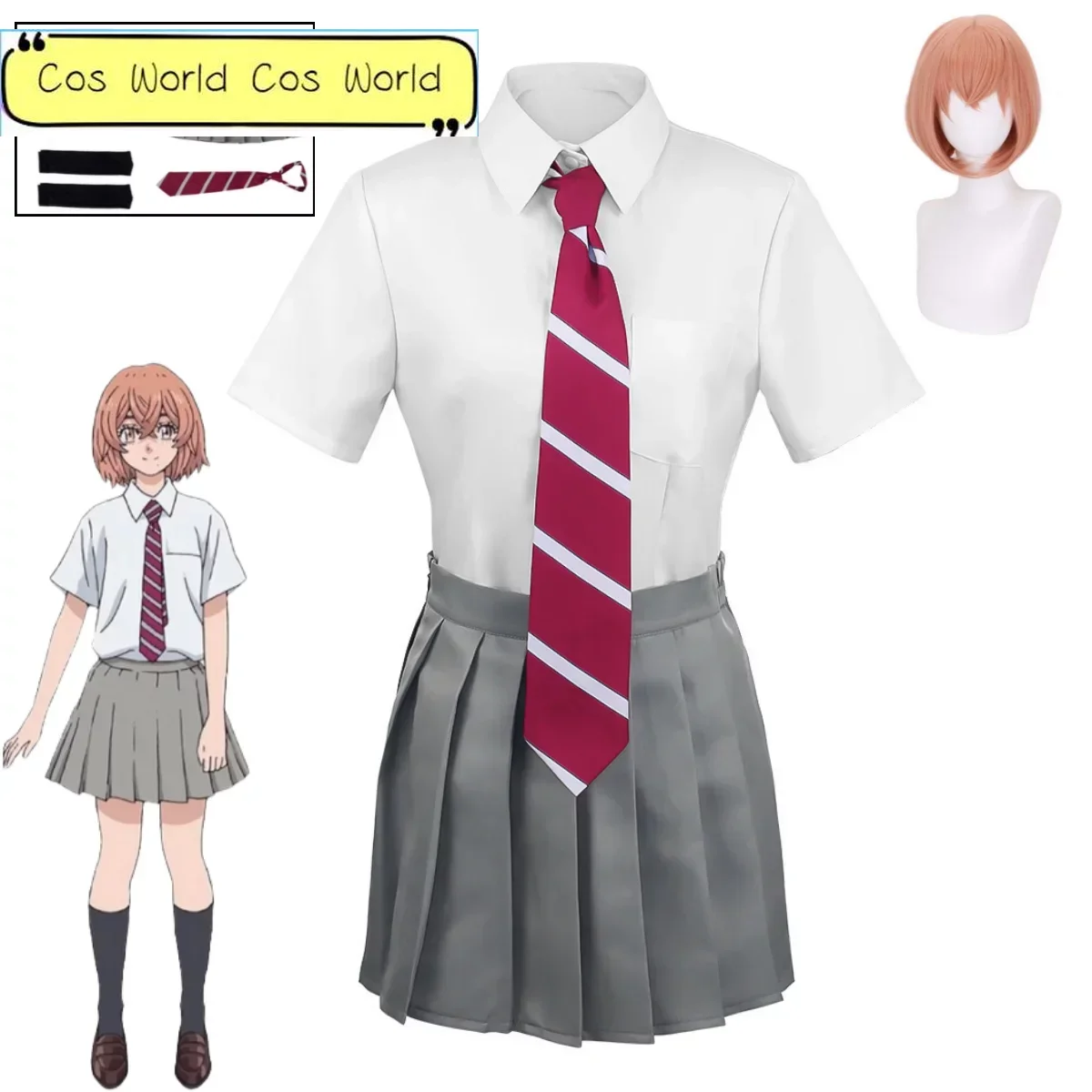 

Anime Tokyo Revengers Tachibana Hinata Cosplay Costume White Shirt School Uniform JK Short Skirt Uniform Carnival Party Clothing