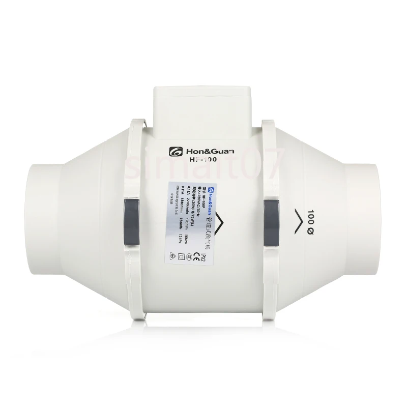 

4‘’ 220V Inclined Flow Duct Fan HF-100P 23-26W 165-198m³/h Silent Powerful Exhaust Ventilation Fan for Kitchen Bathroom