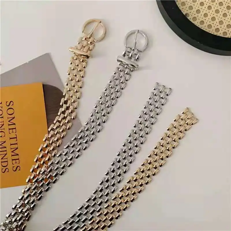 Neue Luxus Metall Taille Kette Gürtel Männer/Frauen Metall Pin Schnalle Punk Hip Hop Gold Silber Taille Riemen Jeans dekoration Männer Gürtel – Detail 2