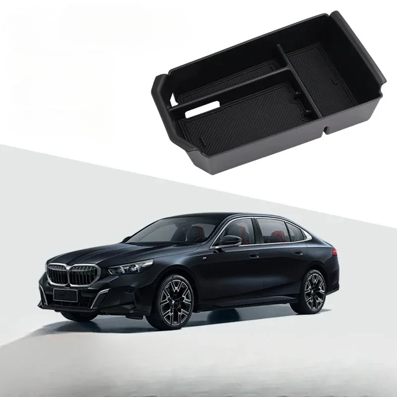 For BMW 5 Series G60 2024-2026 ABS Black Car Center Console Armrest Storage Box Storage Box Tray Interior Car Accessories