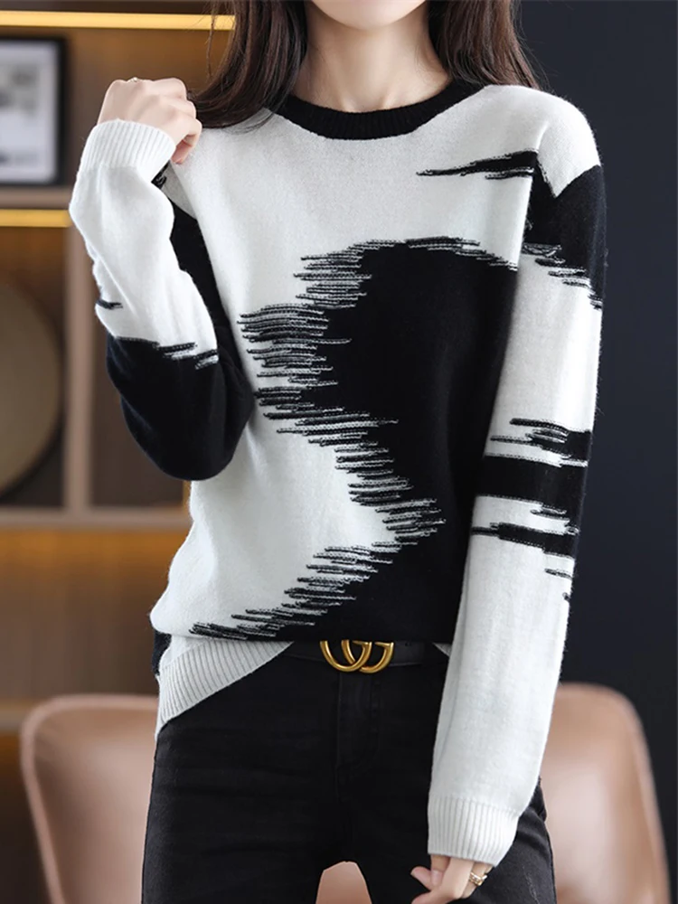 

Autumn Winter Women Cashmere Sweaters Tie Dye Knitwear Fashion Long Sleeve Loose Sweaters Female Casual Korean New Tops