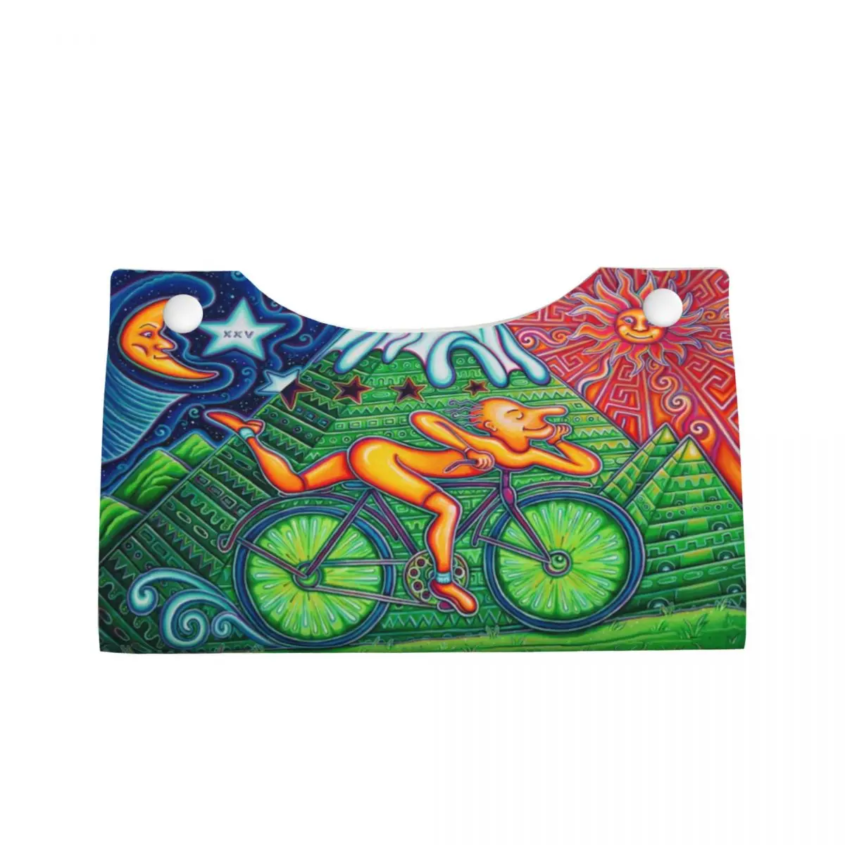 Custom Bicycle Day Acid 1943 Vintage Tissue Box Holder Rectangular Albert Hofmann LSD PU Leather Facial Tissue Box Cover for