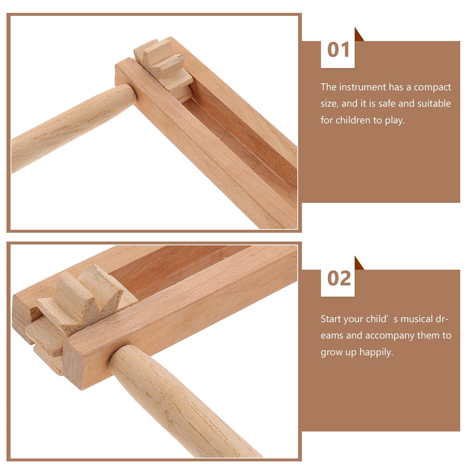 

Wooden Ratchet Kids Toys Miniature Educational Castanet Musical Instrument Safe Environmental Friendly High