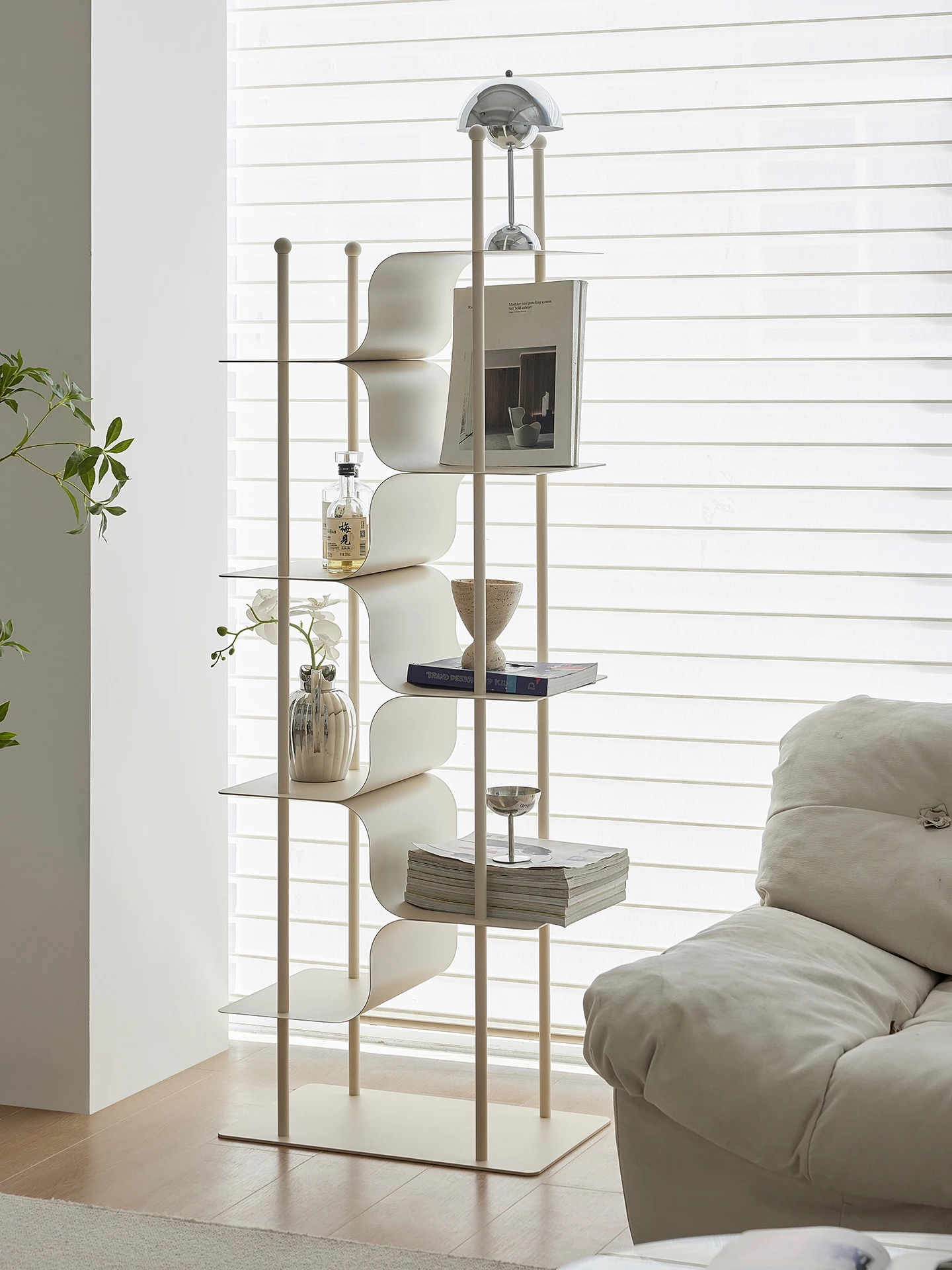 Metal designer bookshelf home living room study floor shelf bedroom multi-layer decoration storage against the wall Internet