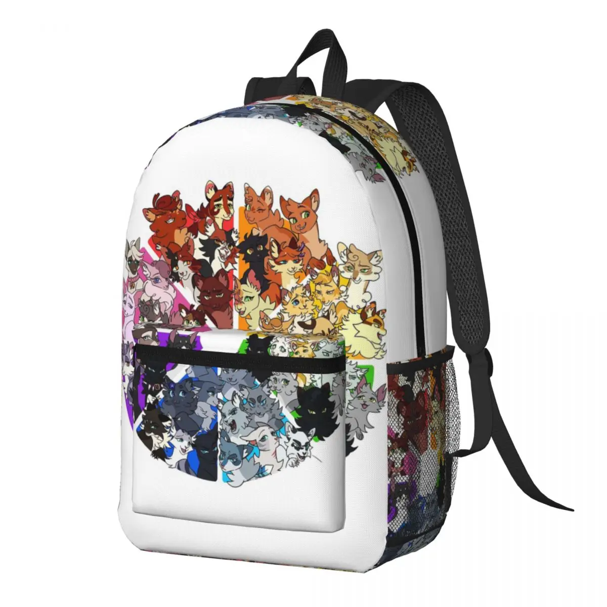 Warrior Cats Color Wheel Backpack Daypack Large Capacity Children BookBag School Bag Shoulder Bags for Men Women