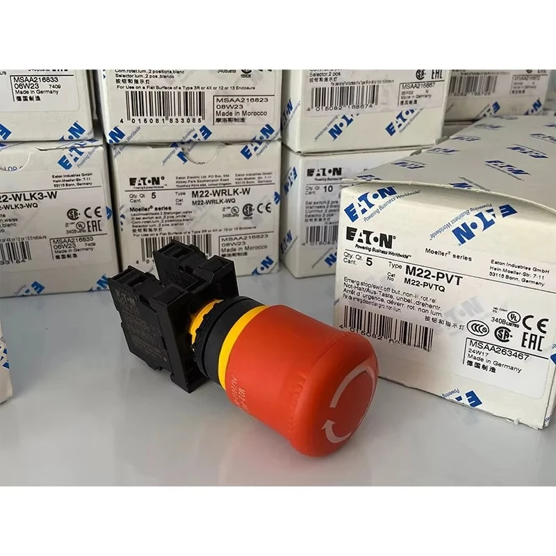 Original EATON M22-PVT/K01 M22-PVT/K10 M22-PVT/K11 M22-PVT/K02 M22-PVT/K03 M22-PVT M22-K10 M22-K01 Emergency Stop Button Switch