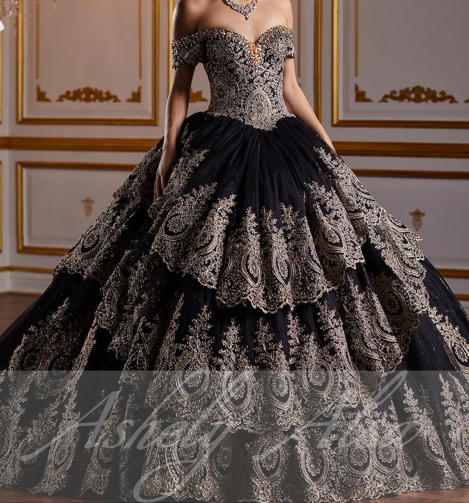 Quality Black Women Prom Dresses Dance Queen Off The Shoulder Quinceanera Collection Ball Gown Dress Vestido De 15 16 Girl 2025