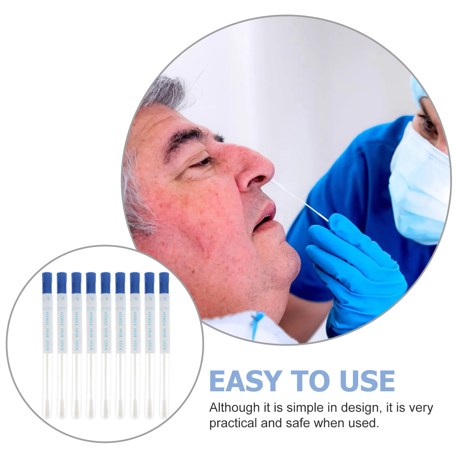 

50 set Pharyngeal Swab Sampler Sterile Flocked Swabs 8CM Breakable Shaft Cavity Sampling Accessory Random Color