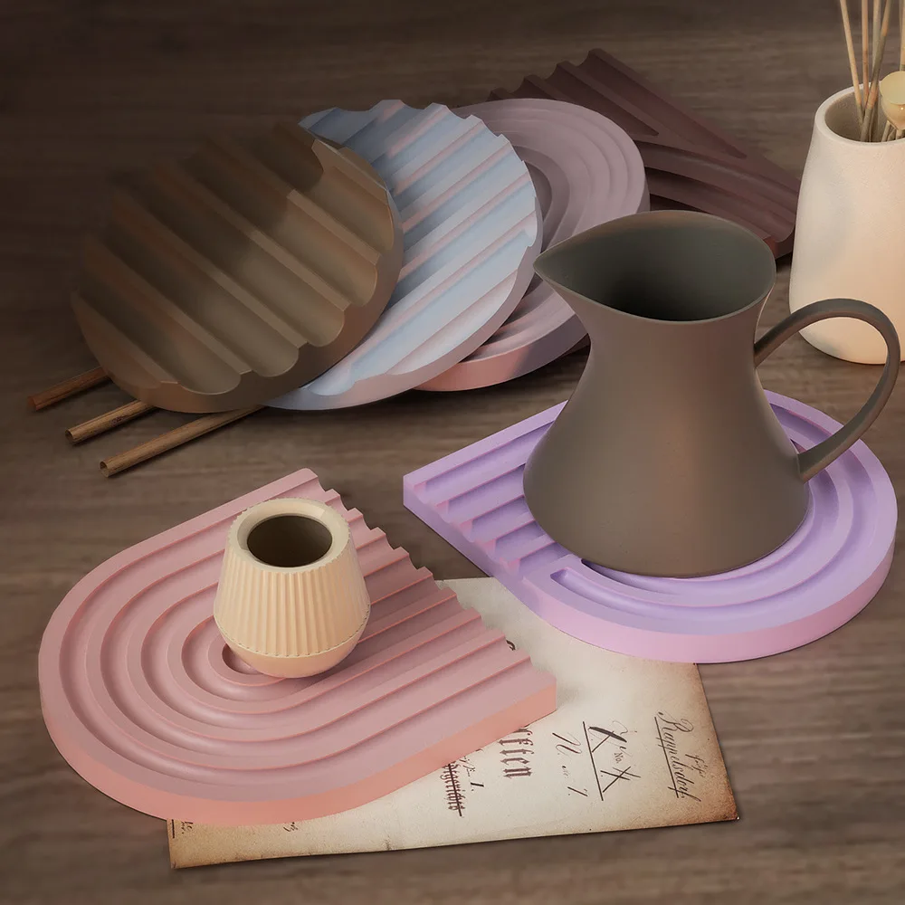 Волнообразный полосатый поднос, силиконовые формы, демонстрационная пластина для ювелирных изделий, гипс, бетон, цементная форма, подставка ручной работы, формы для рукоделия из смолы, инструменты